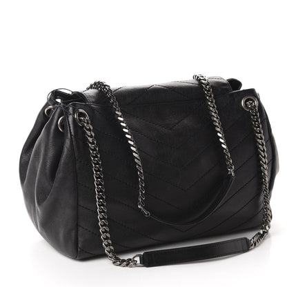 Saint Laurent Pebbled Lambskin Chevron Monogram Large Nolita Black 3 of 10