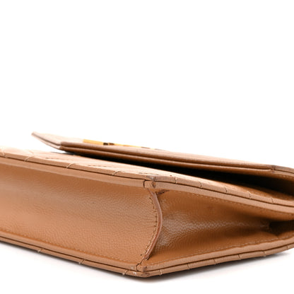 Saint Laurent Grain De Poudre Matelasse Chevron Monogram Envelope Chain Wallet Natural Dark 8 of 15