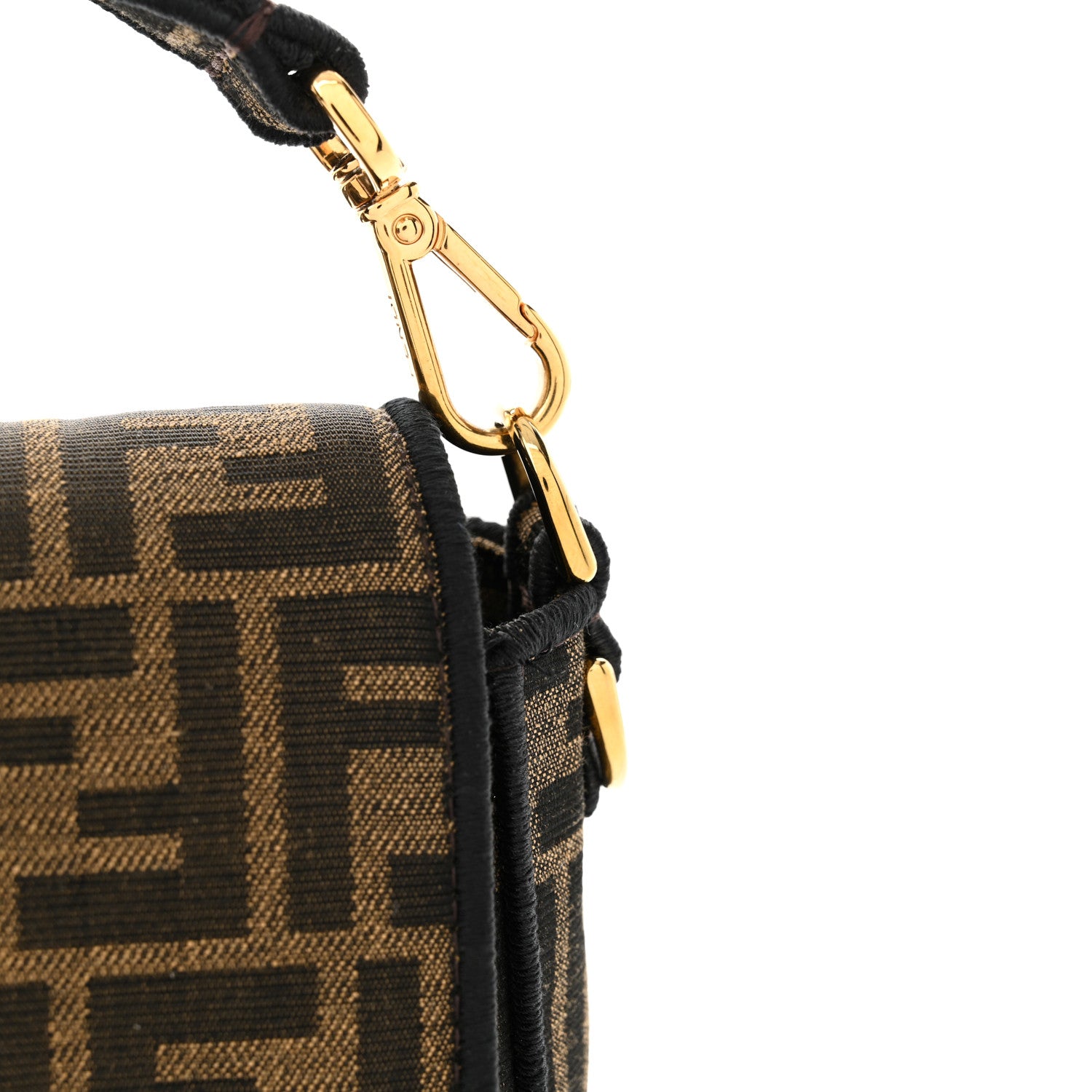 Fendi Fabric Jacquard FF 1974 Medium Baguette Tobacco Moro Black 10 of 10