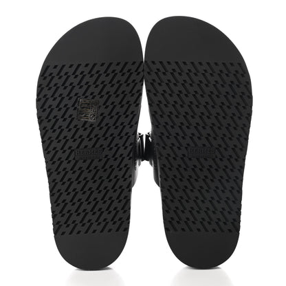 Hermes Calfskin Womens Chypre Sandals 37.5 Black 5 of 9