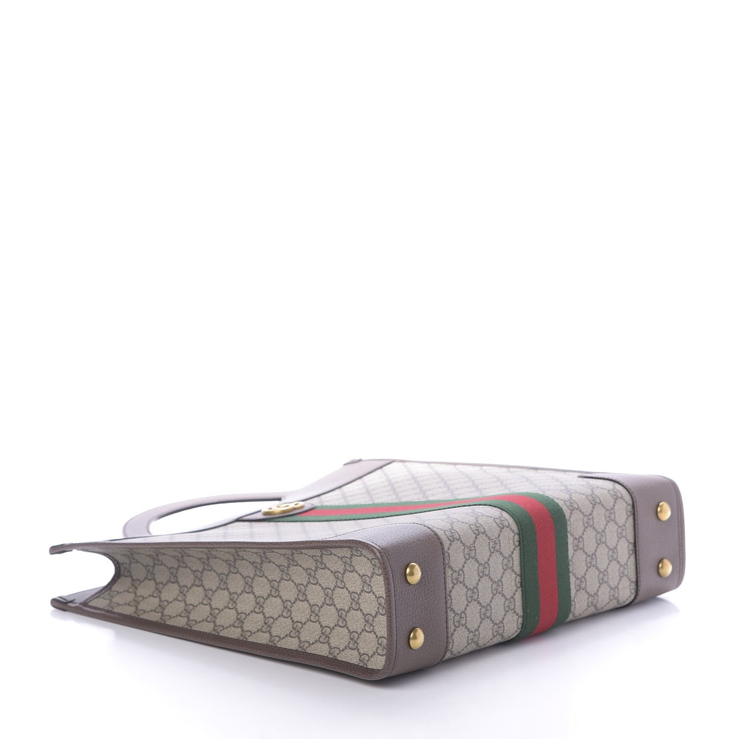 Gucci GG Supreme Monogram Textured Calfskin Web Medium Ophidia Slip Handle Tote Beige Ebony New Acero 4 of 11
