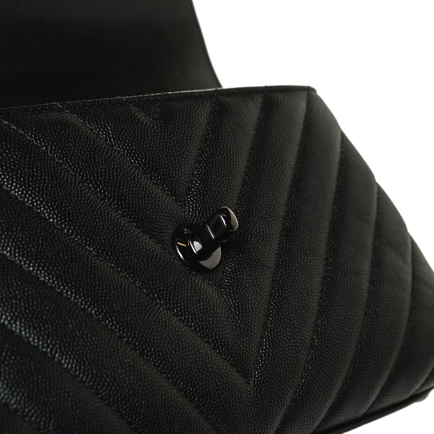 Caviar Chevron Quilted Mini Coco Handle Flap So Black