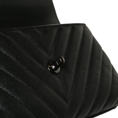 Chanel Caviar Chevron Quilted Mini Coco Handle Flap So Black 13 of 14