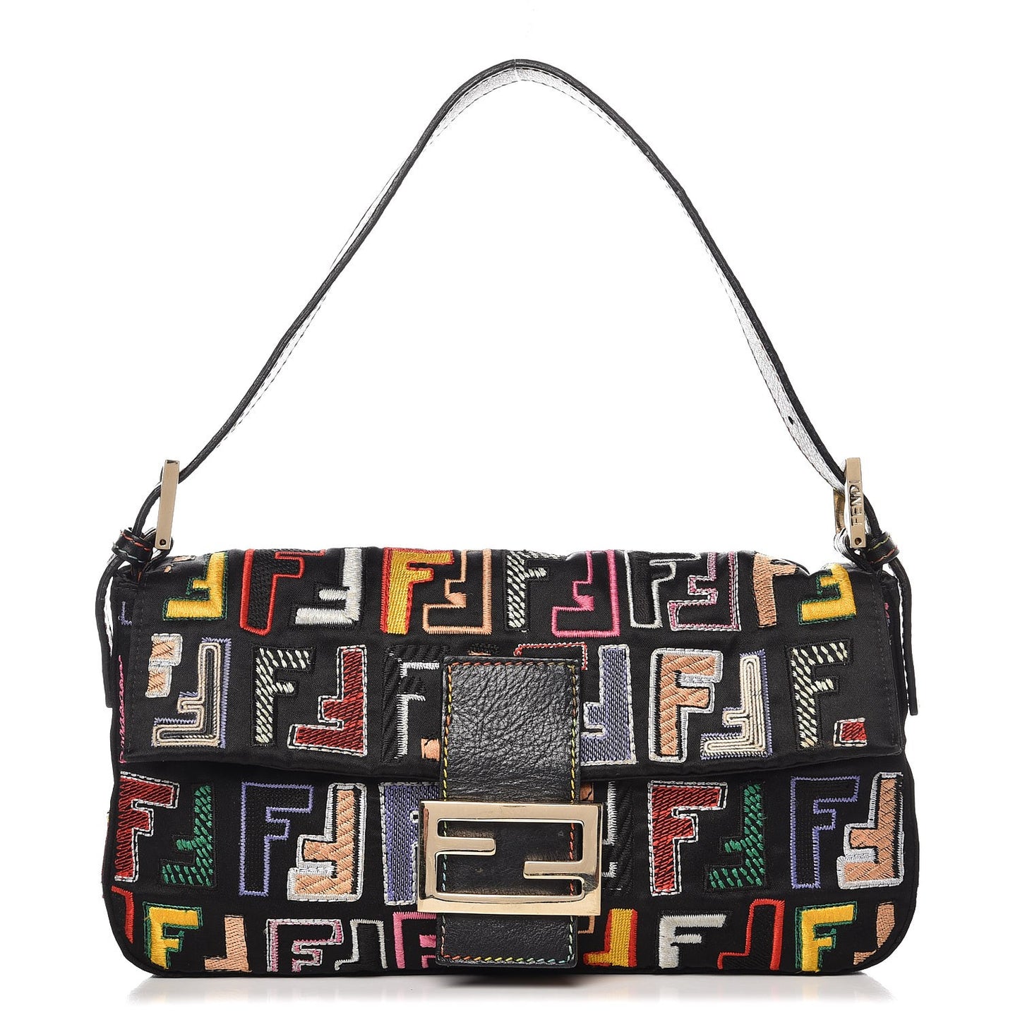 Nylon FF Multicolor Embroidered Baguette Multicolor