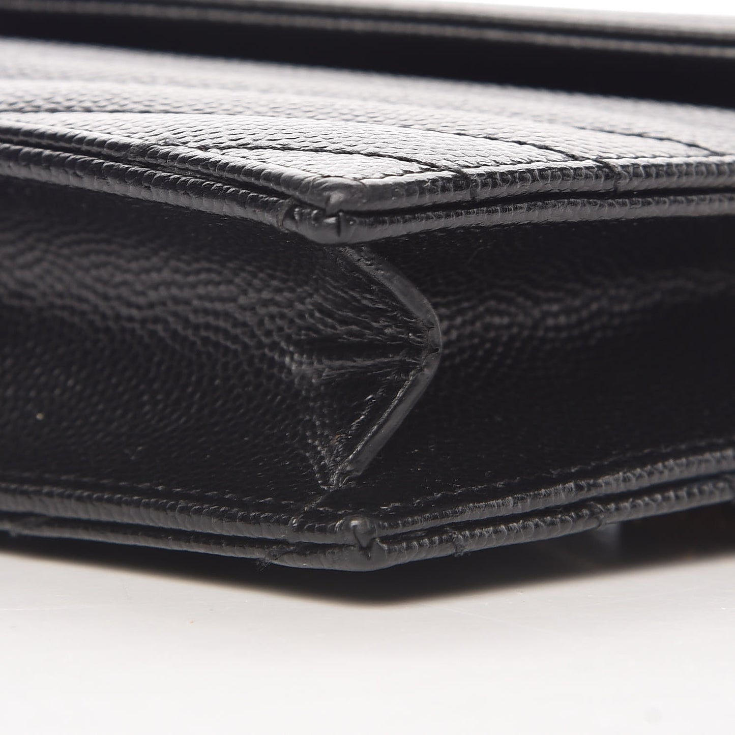 Grain De Poudre Matelasse Chevron Monogram Envelope Chain Wallet Black