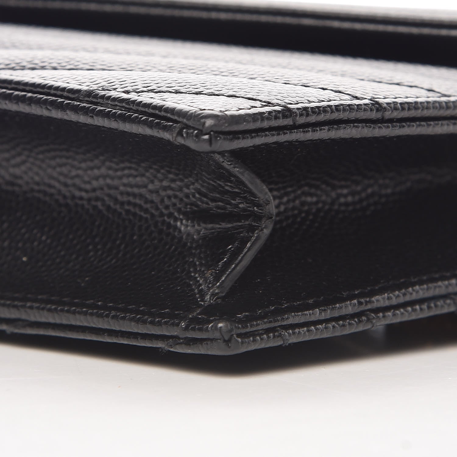 Saint Laurent Grain De Poudre Matelasse Chevron Monogram Envelope Chain Wallet Black 9 of 9