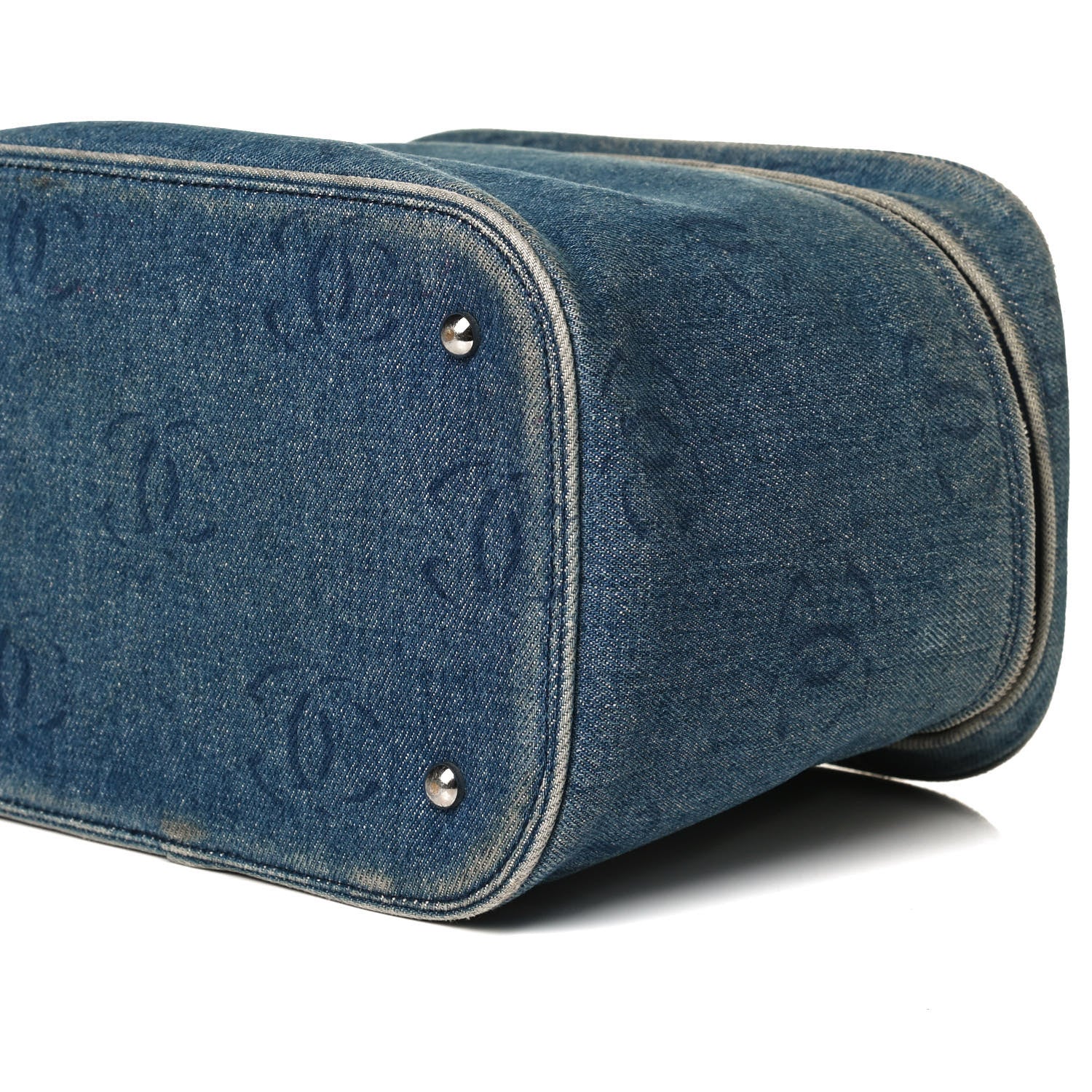 Chanel Denim Vanity Cosmetic Case Blue 10 of 19