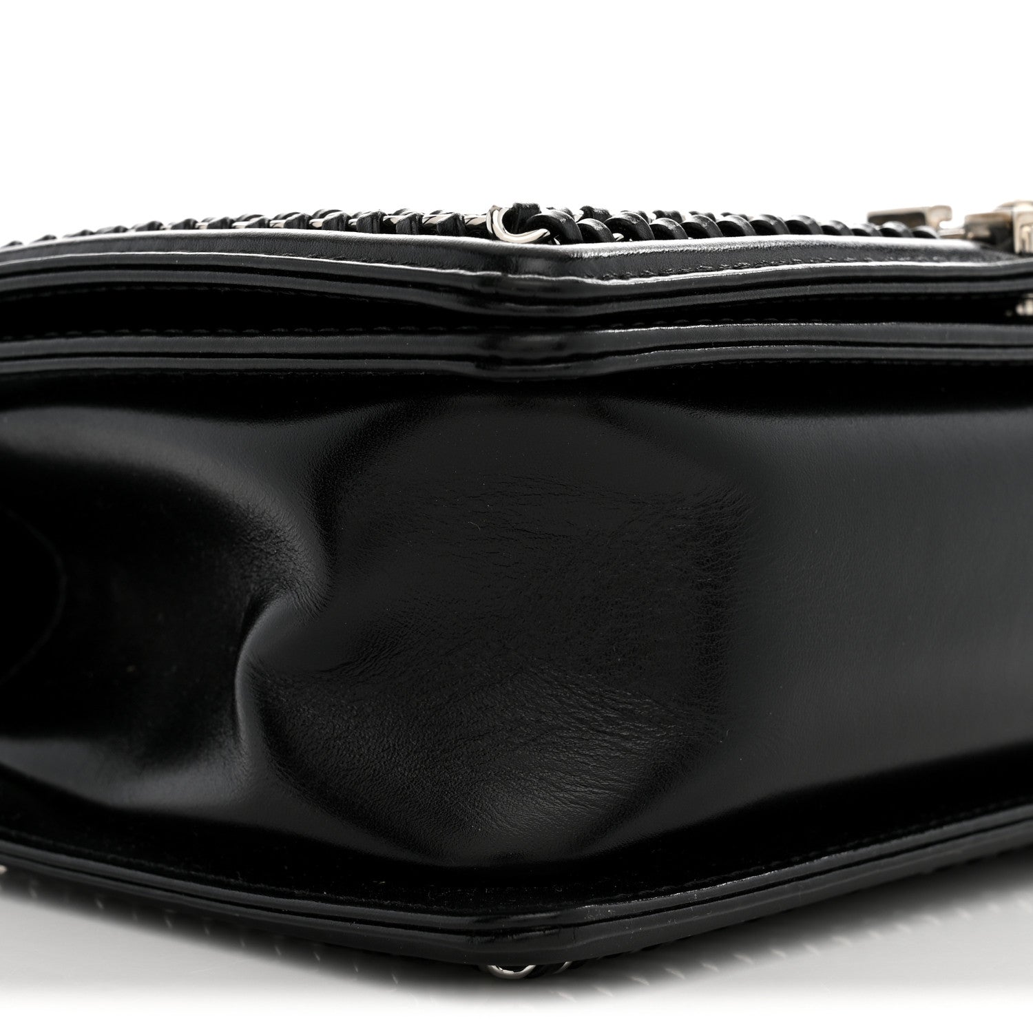 Chanel Glazed Calfskin Quilted Medium Chain Around Boy Flap Black 9 of 10
