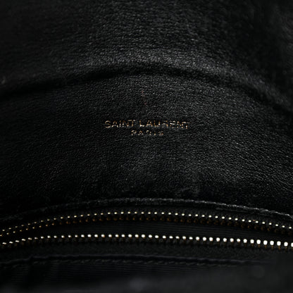 Saint Laurent Boucle Tweed Quilted Small Loulou Puffer Monogram Chain Satchel Black 7 of 12