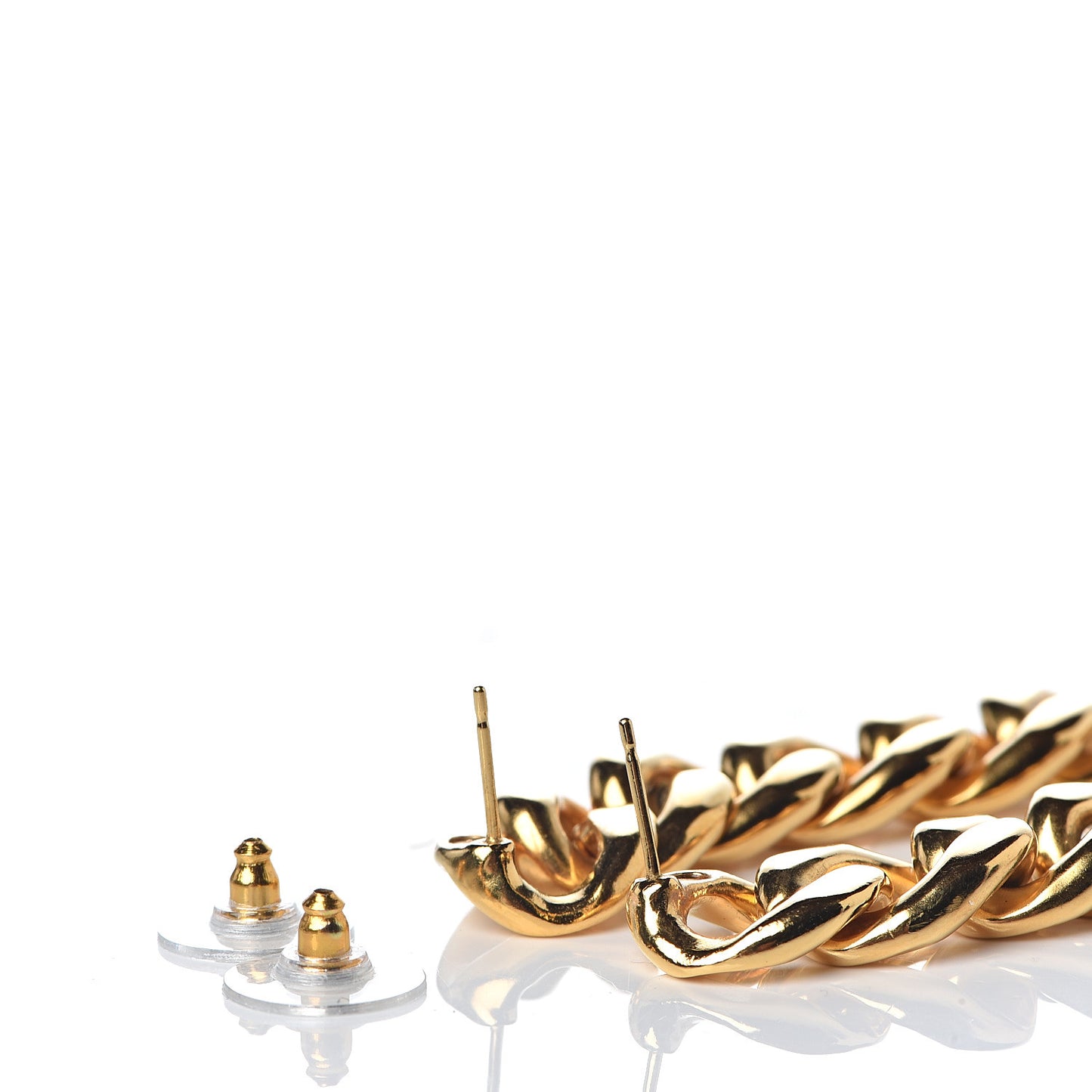 Metal CC Pick Drop Earrings Gold