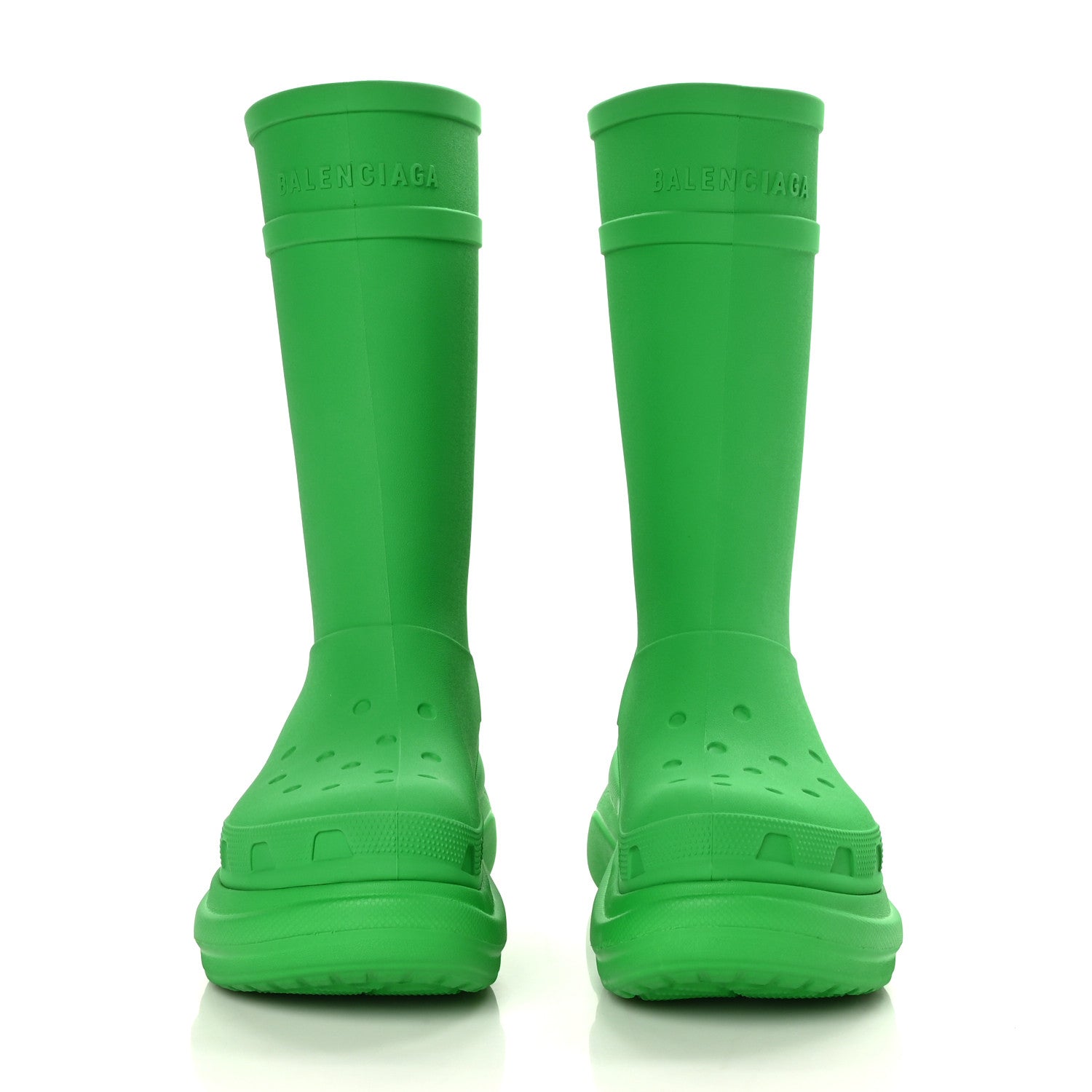 Balenciaga X CROCS Rubber Womens Rain Boots 41 Grass Green 2 of 7