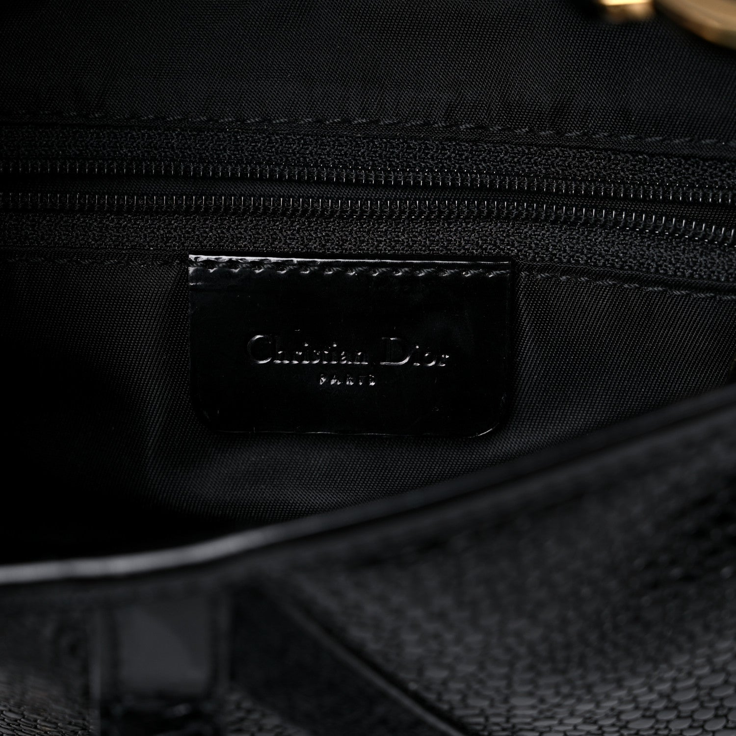 Christian Dior Calfskin Stingray Embossed Double Saddle Bag Black 5 of 10