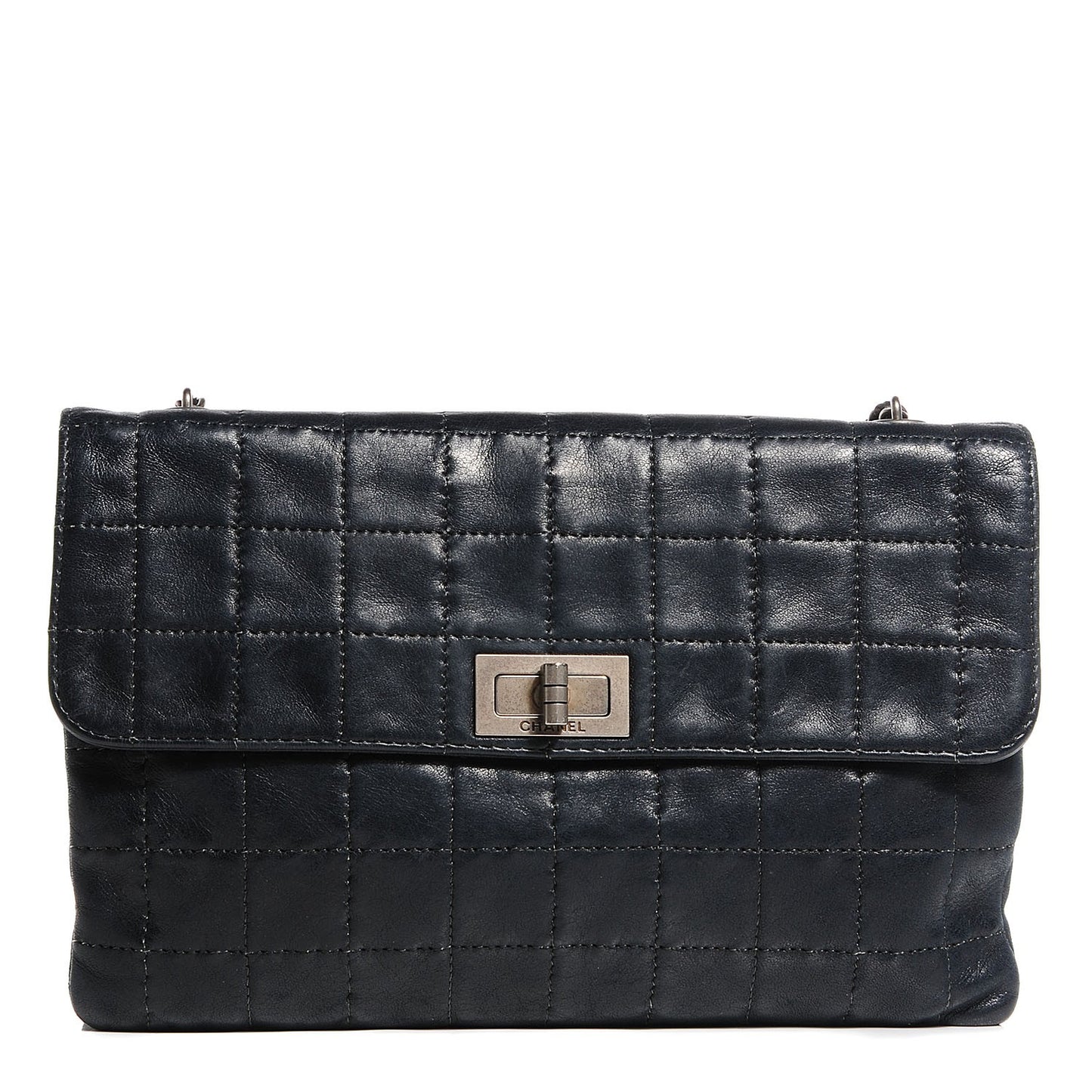 Lambskin Chocolate Bar Mademoiselle Flap Black