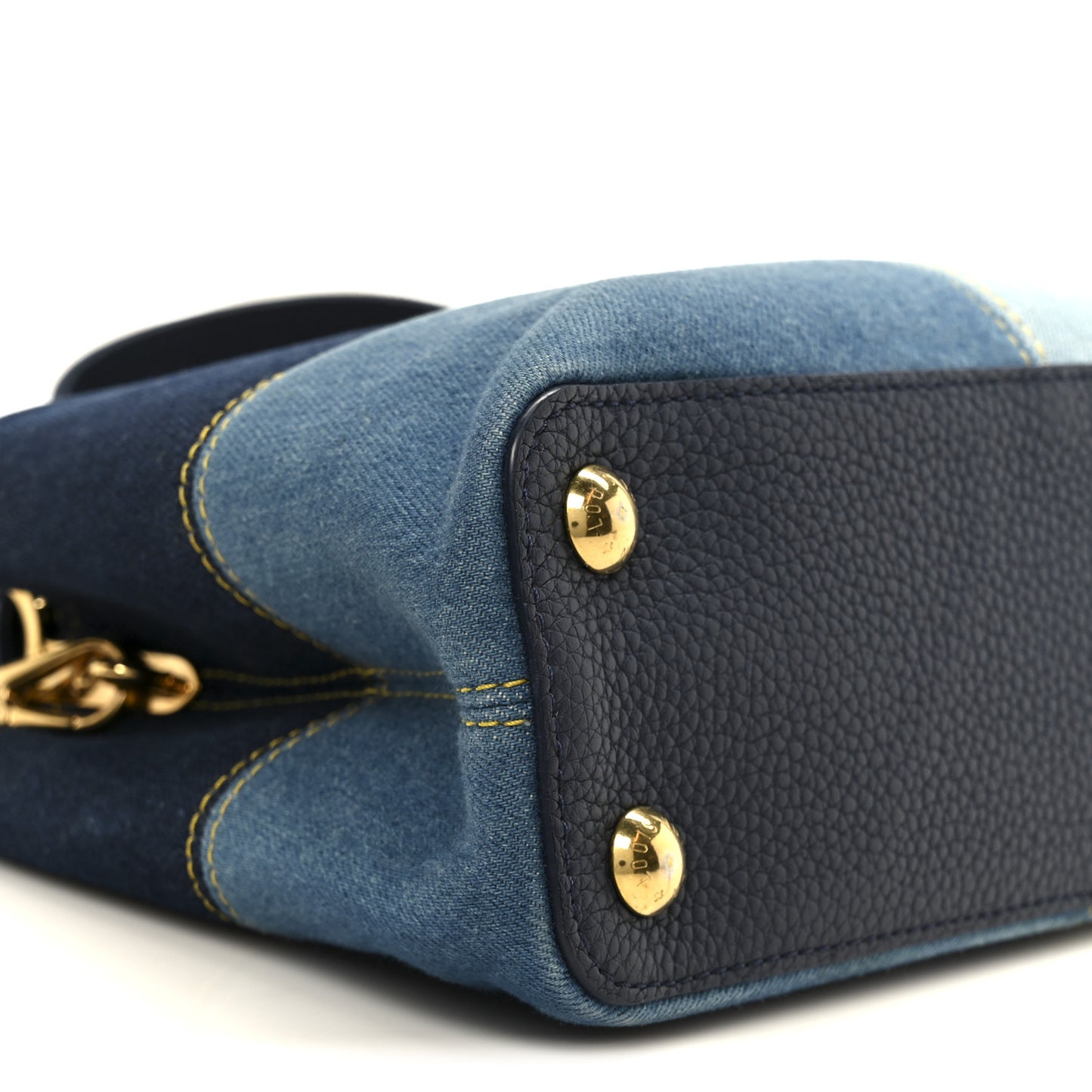 Taurillon Denim Capucines BB Navy Blue