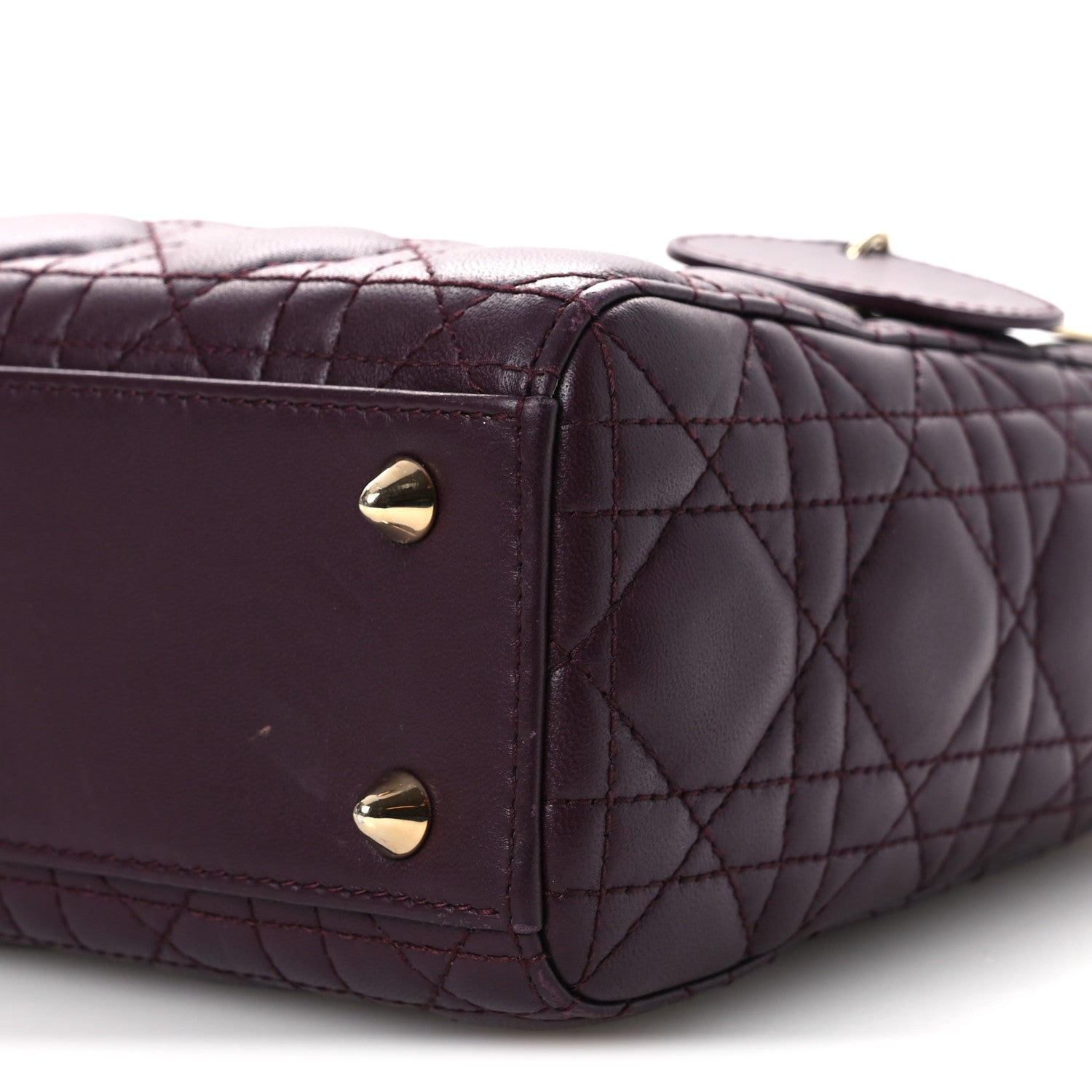 Christian Dior Lambskin Cannage Small Lady Dior Burgundy 10 of 16