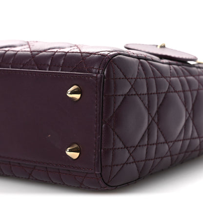 Christian Dior Lambskin Cannage Small Lady Dior Burgundy 10 of 16