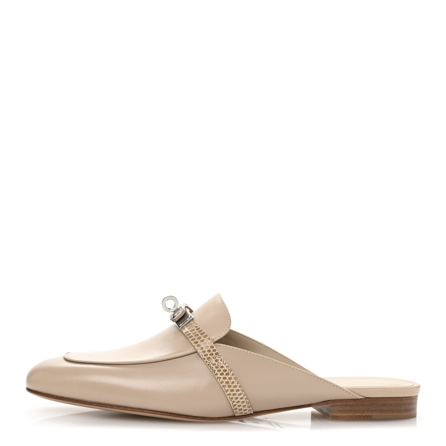 Shiny Lizard Calfskin Oz Mules 38 Beige Sarrazin 40 Beige Sarrazin
