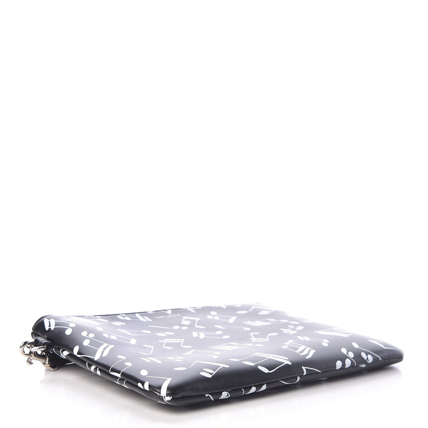 Calfskin Musical Notes Zip Pouch Black