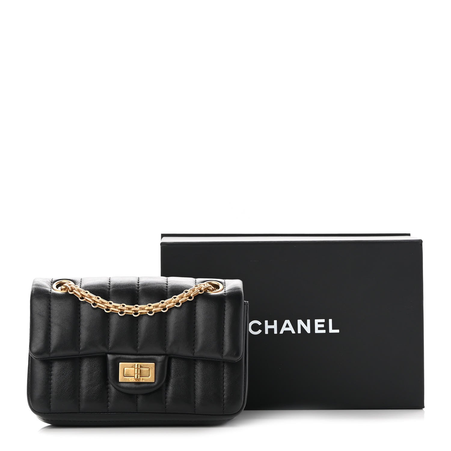 Chanel Aged Calfskin Vertical Quilted 2.55 Reissue Mini Flap Black 9 of 9