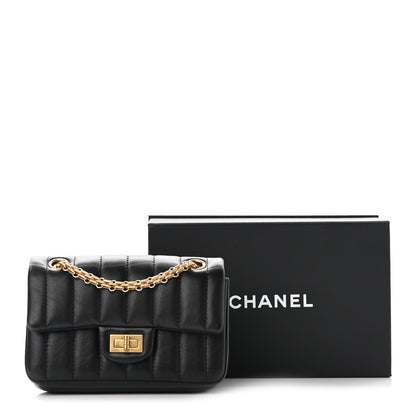 Chanel Aged Calfskin Vertical Quilted 2.55 Reissue Mini Flap Black 9 of 9