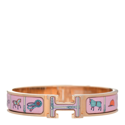 Hermes Enamel Printed Narrow Couvertures et Tenues de Jour Clic Clac H Bracelet PM Color Patch 1 of 6