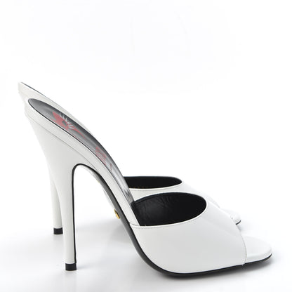 Gucci Polished Calfskin Scarlet High Heel Slide Sandals 40 Great White 4 of 11
