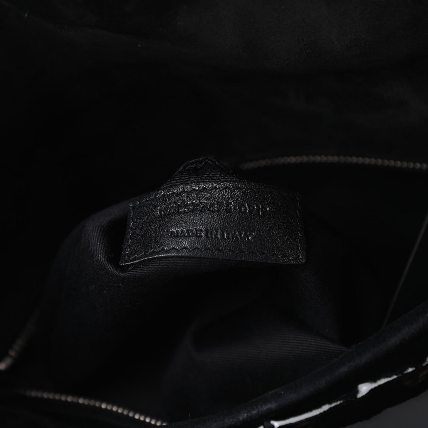 Patent Lambskin Quilted Medium Loulou Puffer Monogram Chain Satchel Black
