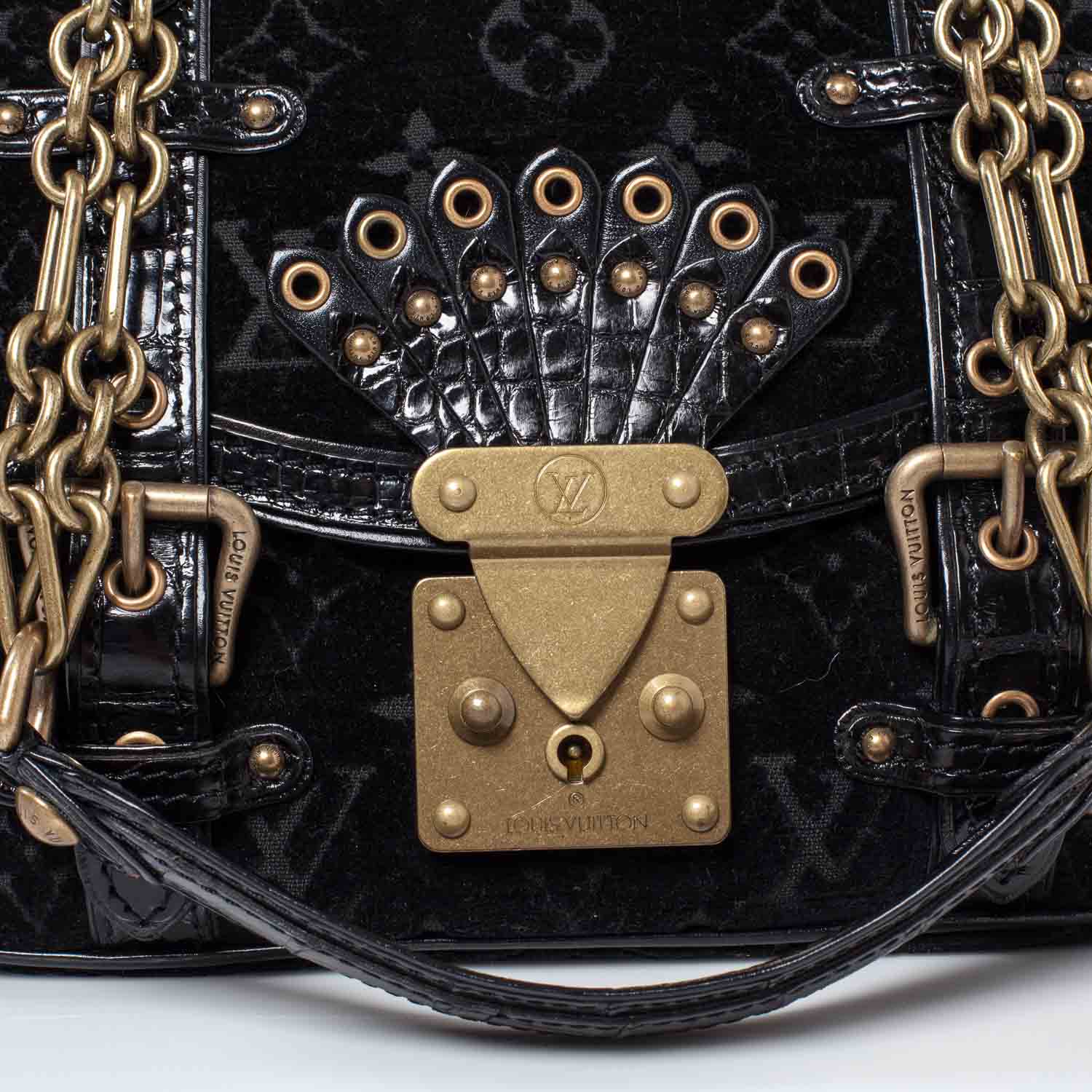 Louis Vuitton Gracie PM Monogram Black Velours Alligator VIP 5 of 10