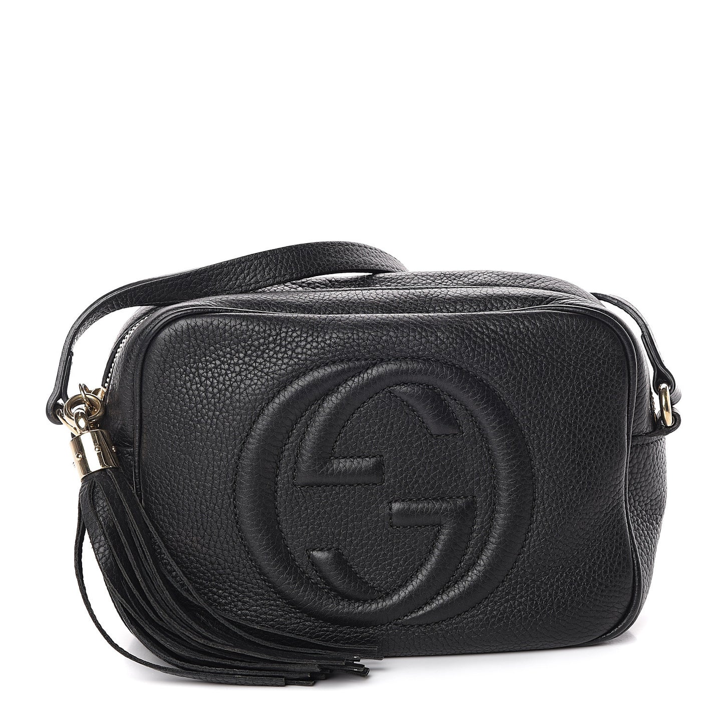 Pebbled Calfskin Small Soho Disco Bag Black