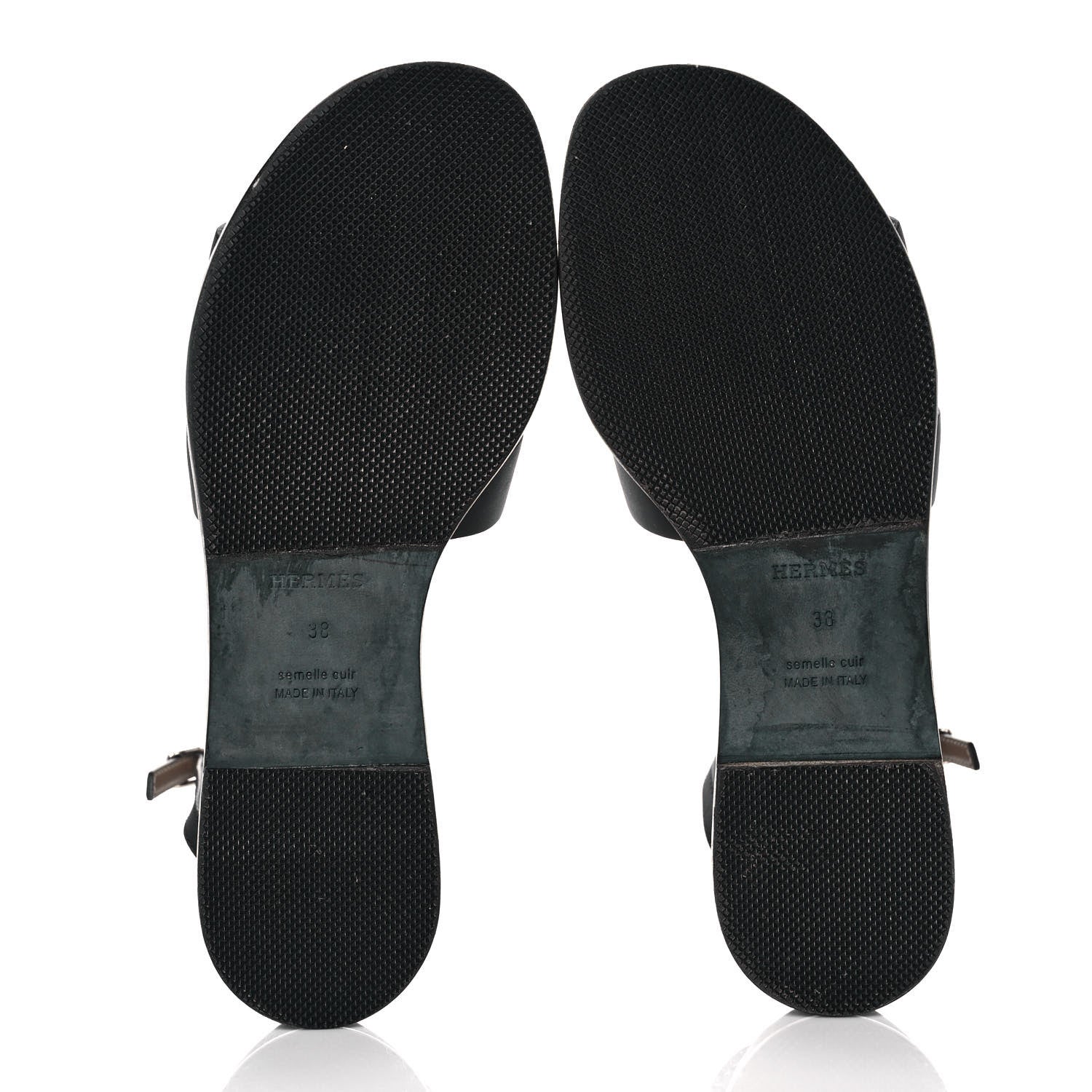 Hermes Calfskin Santorini Sandals 38 Black 5 of 8