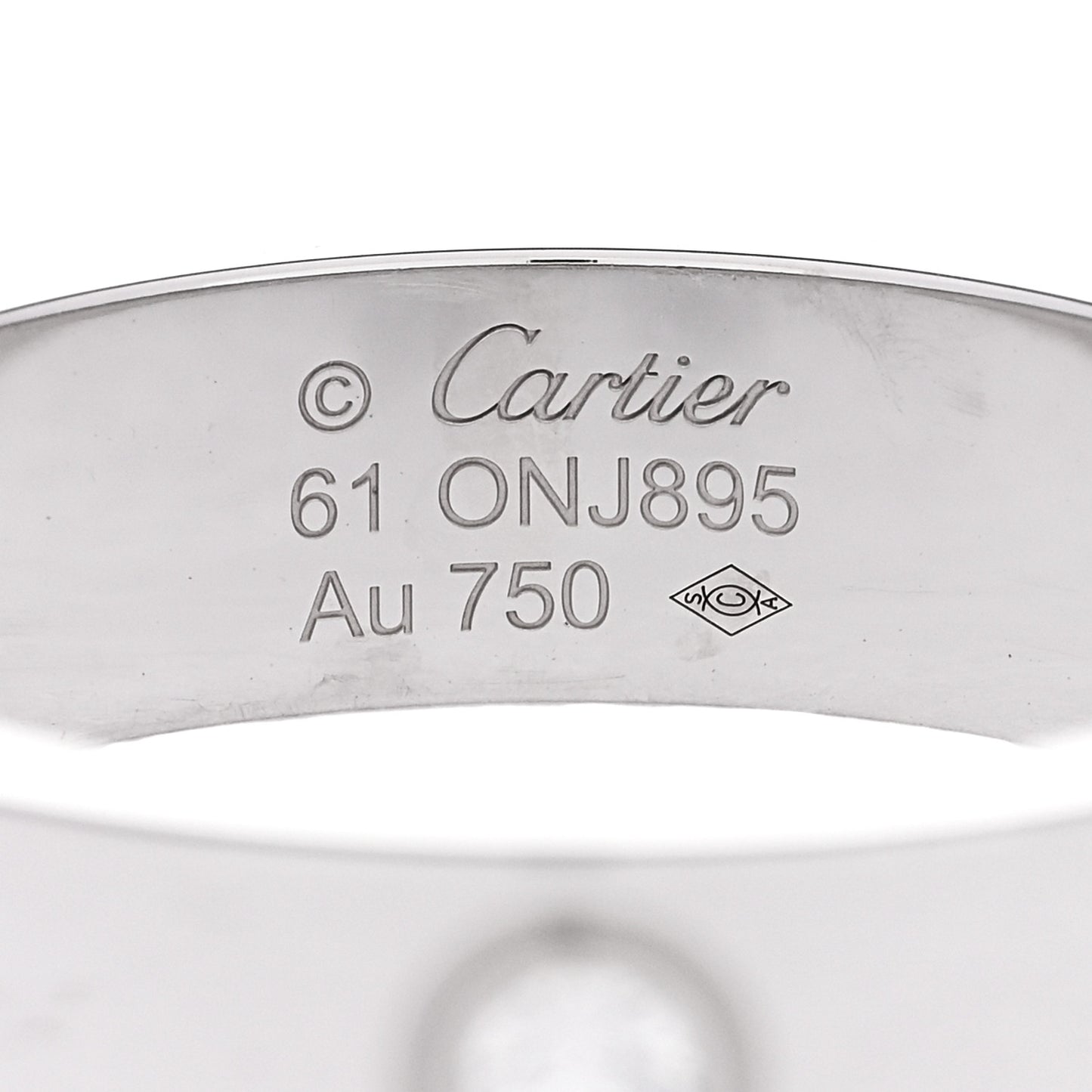 18K White Gold 3 Diamond 5.5mm LOVE Ring 61 9.5