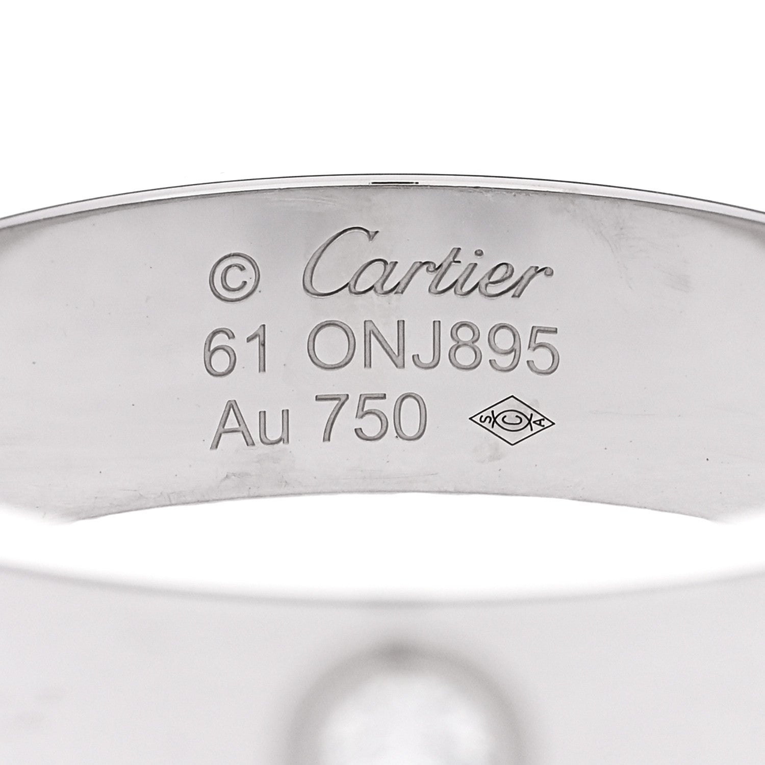 Cartier 18K White Gold 3 Diamond 5.5mm LOVE Ring 61 9.5 4 of 6