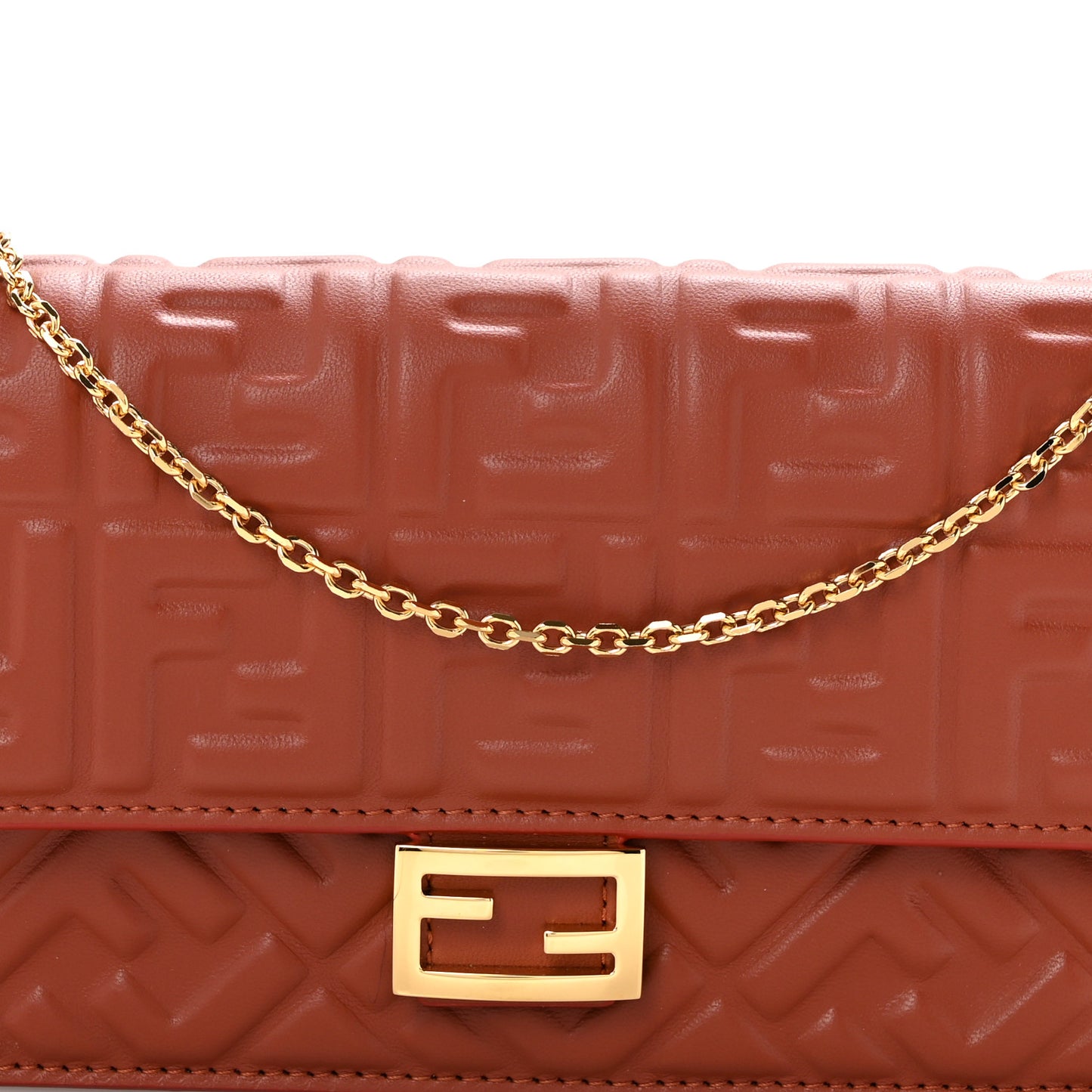 Nappa Matisse FF Embossed Wallet On Chain Baguette Sienna
