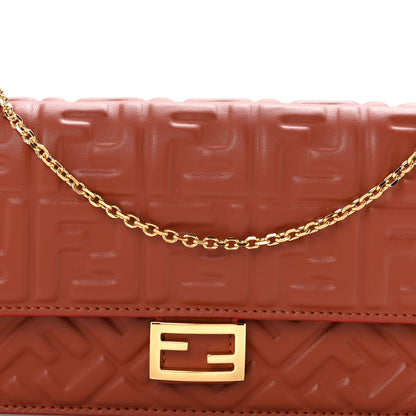 Fendi Nappa Matisse FF Embossed Wallet On Chain Baguette Sienna 8 of 12