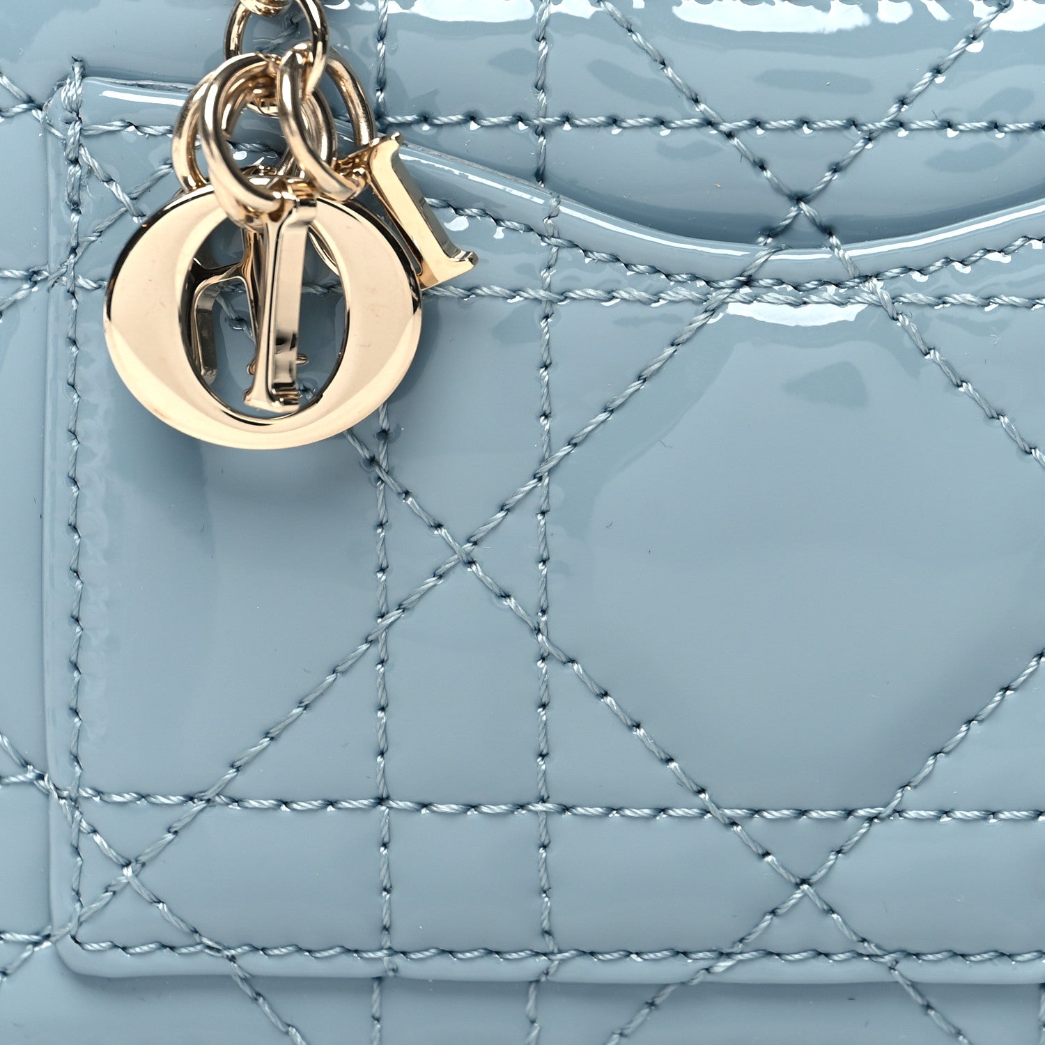 Christian Dior Patent Cannage Lady Dior Card Holder Cloud Blue 8 of 8