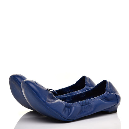 Chanel Lambskin CC Elastic Cap Toe Ballerina Flats 40 Blue 3 of 9