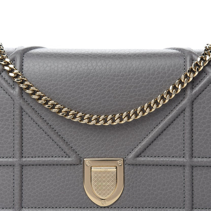 Christian Dior Grained Calfskin Diorama Wallet on Chain Pouch Gris 11 of 11
