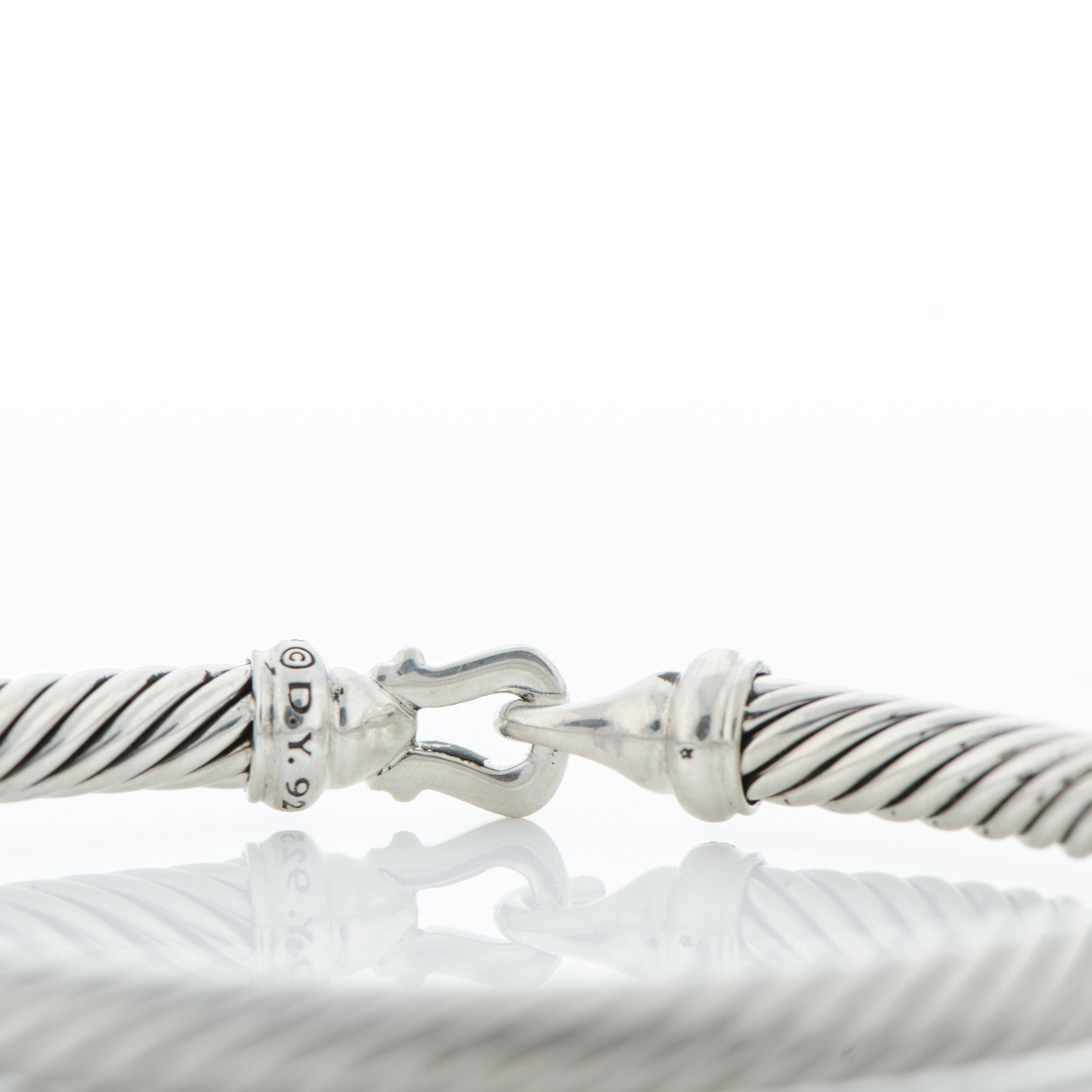 David Yurman Sterling Silver Diamond 5mm Cable Buckle Bracelet 4 of 4