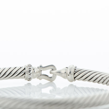David Yurman Sterling Silver Diamond 5mm Cable Buckle Bracelet 4 of 4