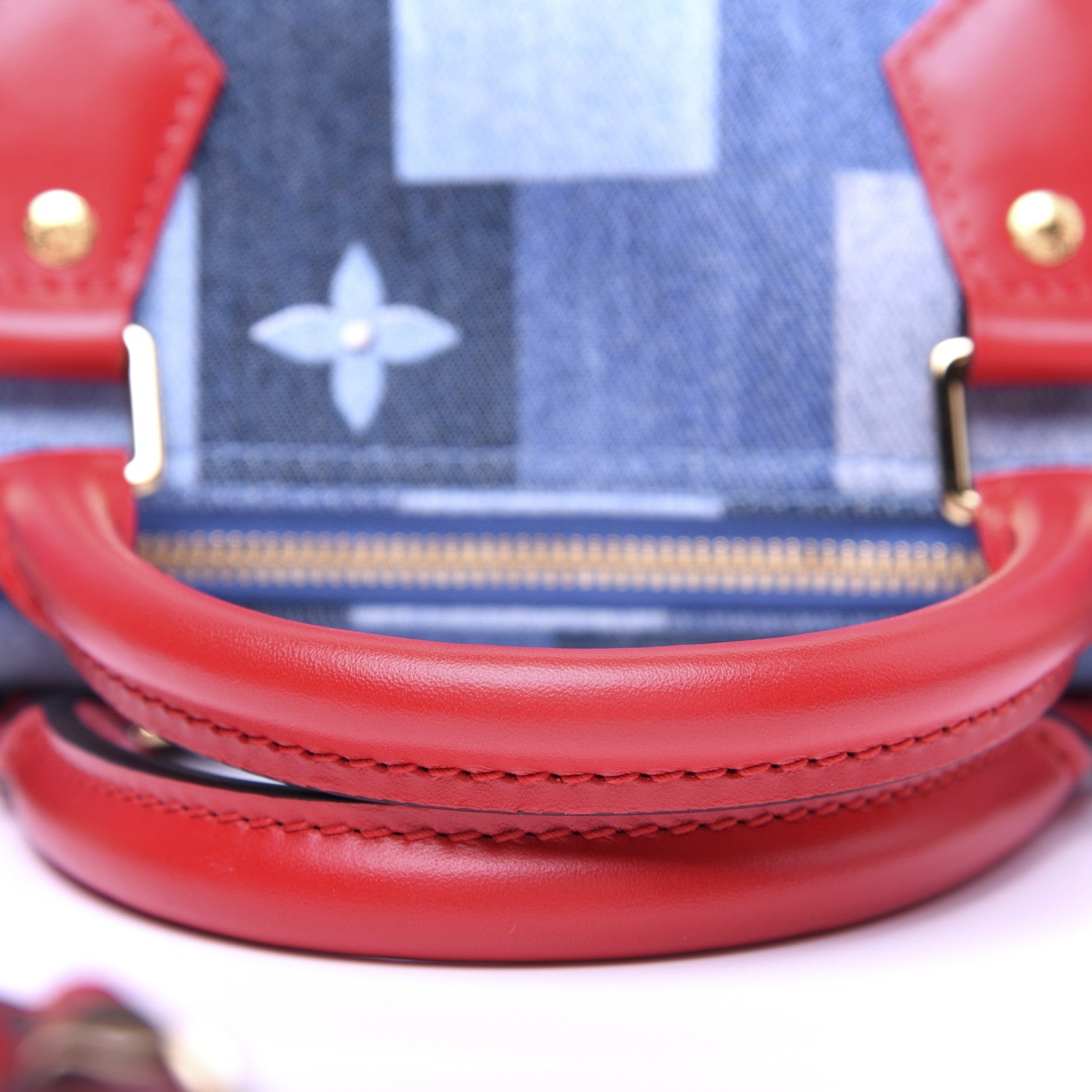 Louis Vuitton Denim Damier Monogram Patchwork Speedy Bandouliere 30 Blue Rouge 25 of 25