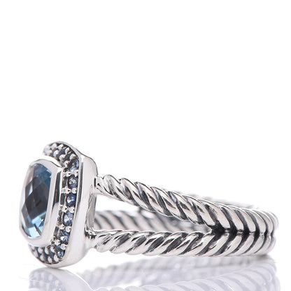 David Yurman Sterling Silver Sapphire Blue Topaz 7mm Petite Albion Ring 52 6 3 of 5