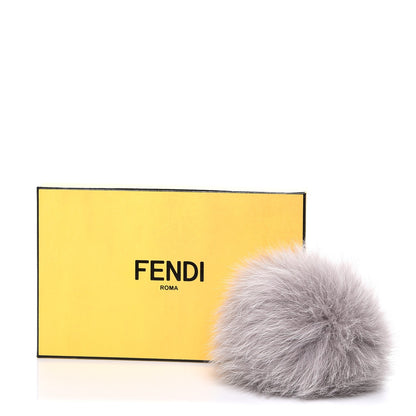 Fendi Fox Fur Vitello Elite Pom Pom Bag Charm Grigio Perla 6 of 6