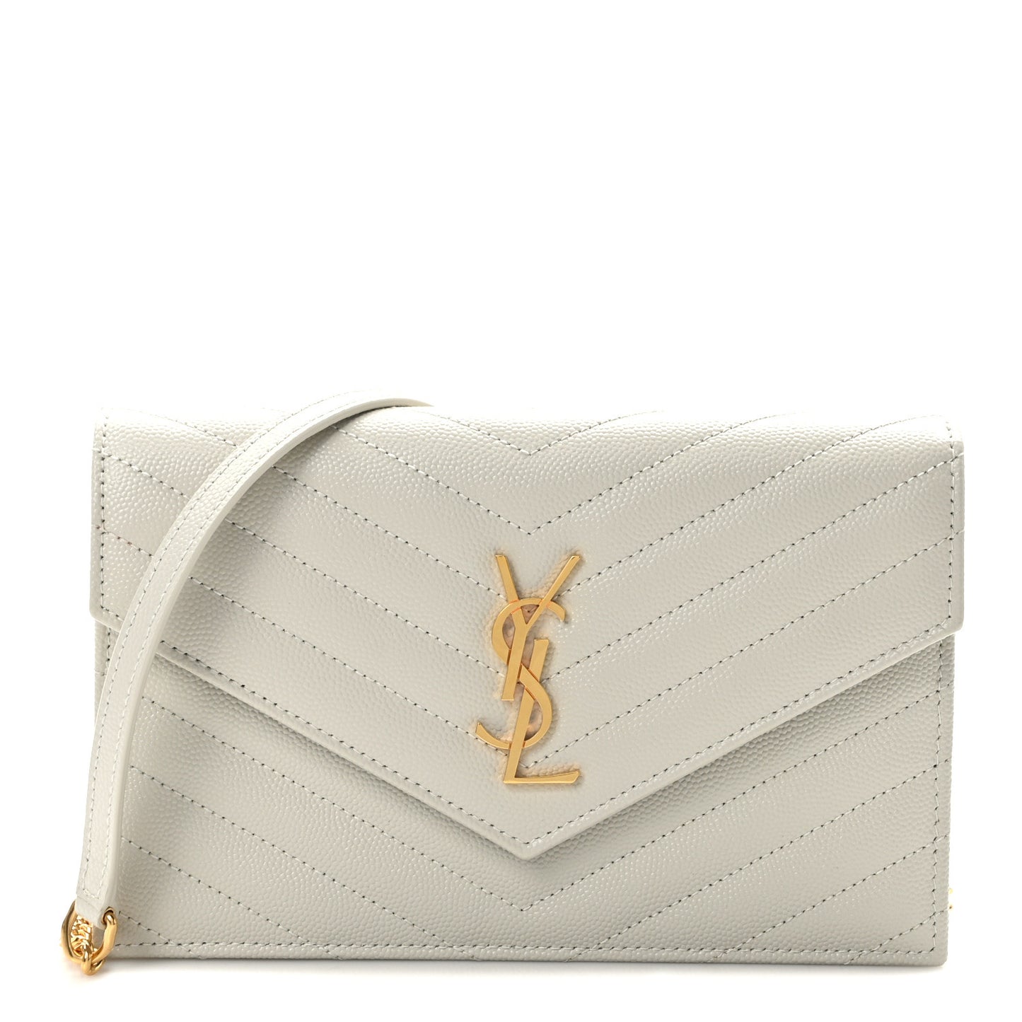 Grain De Poudre Matelasse Chevron Monogram Envelope Chain Crema Soft