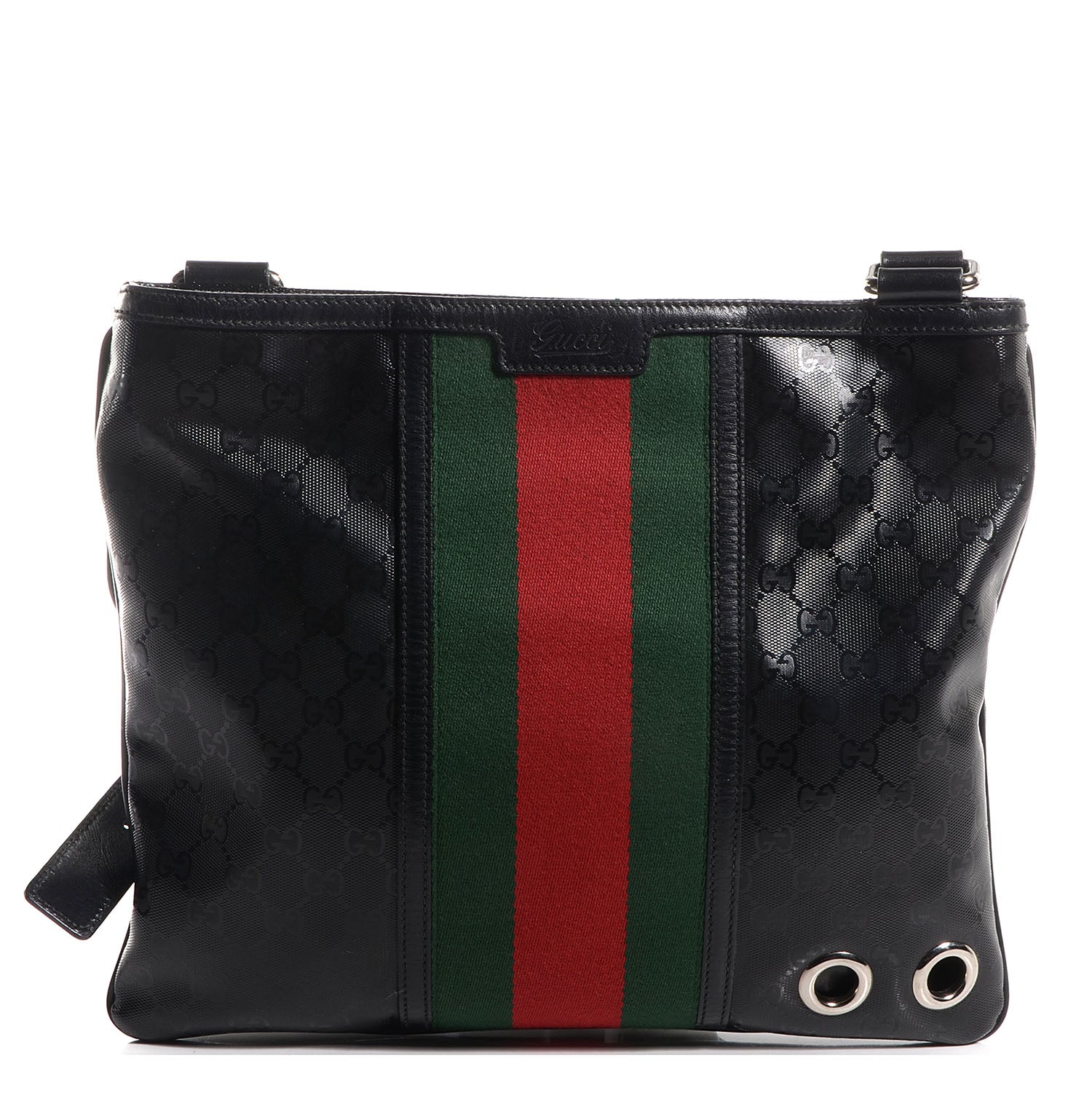 Gucci Imprime Monogram Web Medium 500 by Gucci Flat Messenger Bag Black 1 of 7