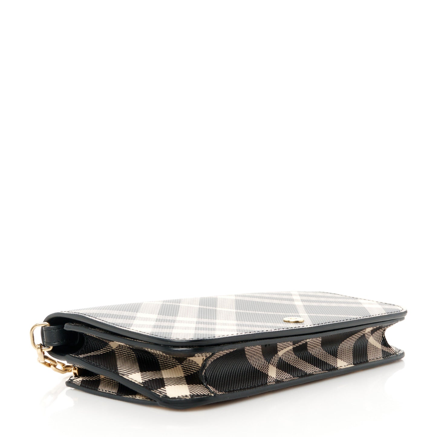 Check Chain Strap Wallet Black Calico