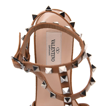Valentino Garavani Calfskin Rockstud Gladiator Flat Sandals 36.5 Bright Cognac 6 of 8