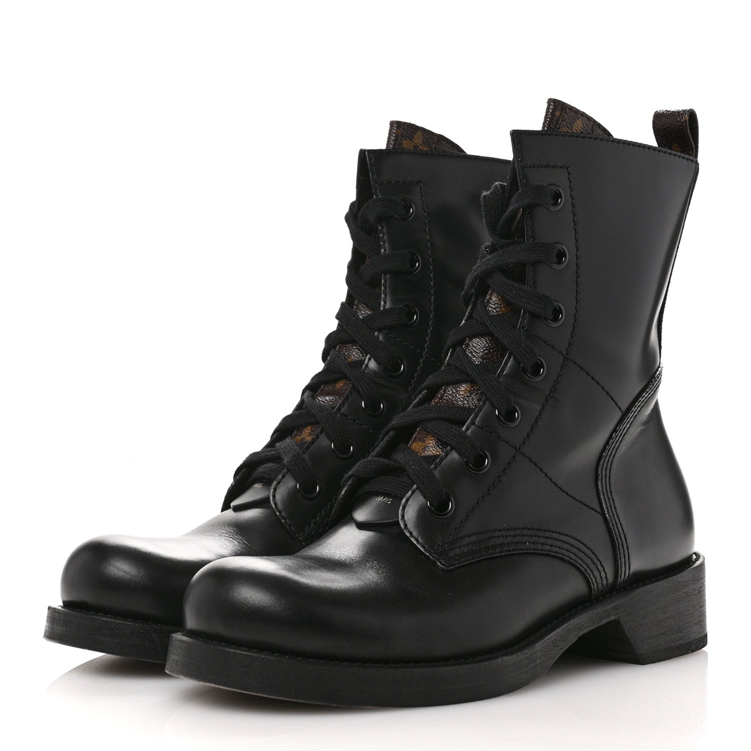 Louis Vuitton Calfskin Monogram Metropolis Flat Ranger Boots 40 Black 4 of 11