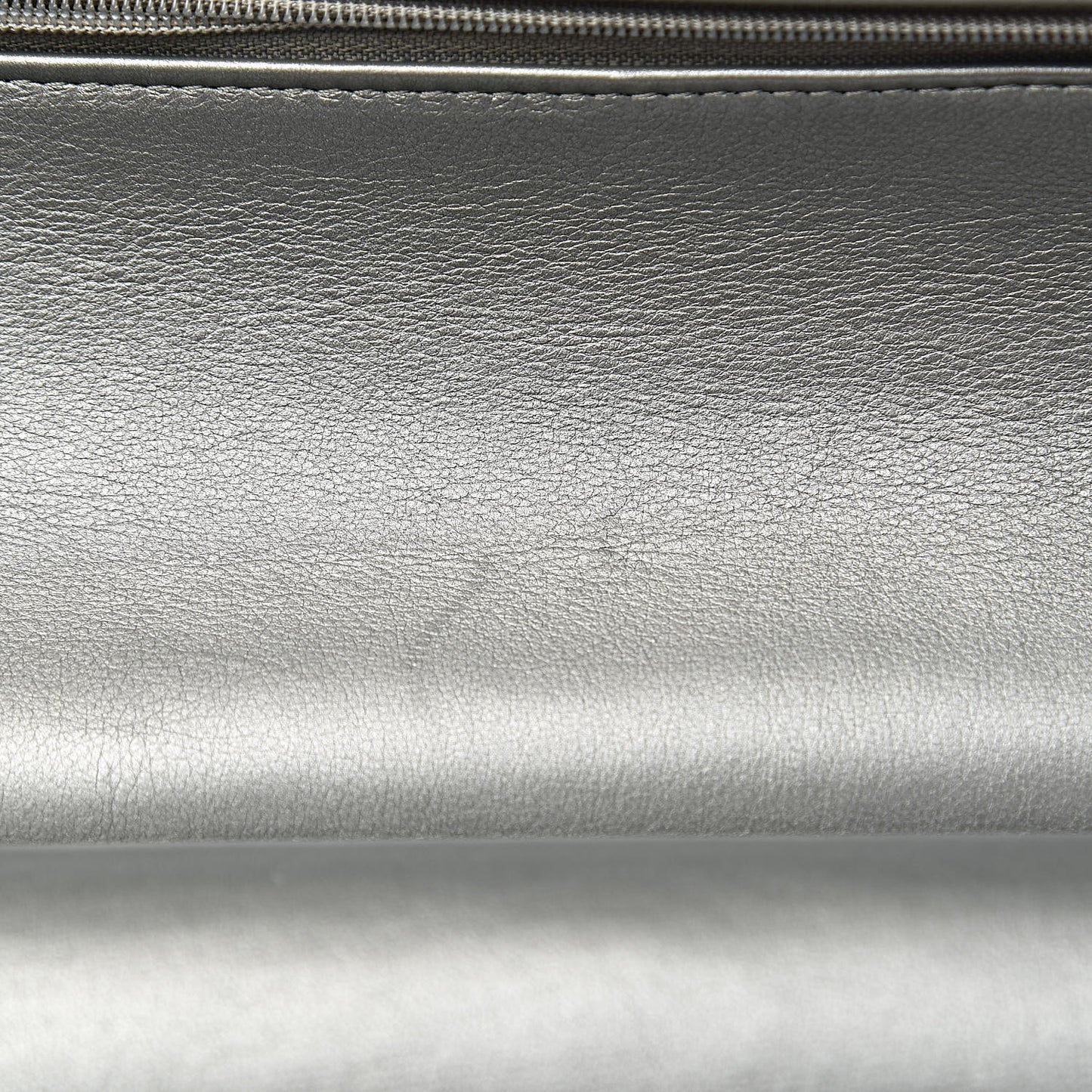Metallic Calfskin Quilted Jumbo Double Flap Silver
