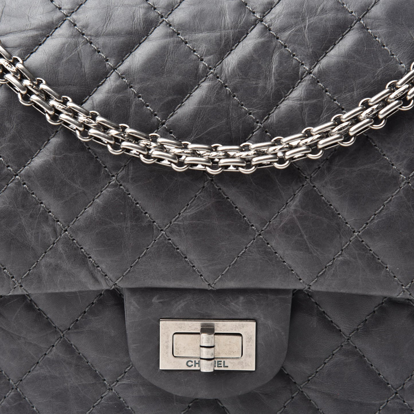 Aged Calfskin Quilted 50th Anniversary 2.55 Reissue 225 Flap Grey