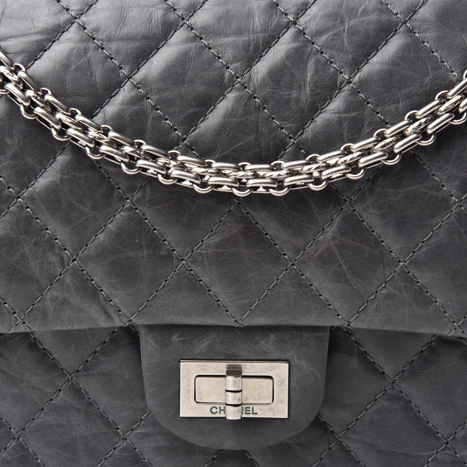 Chanel Aged Calfskin Quilted 50th Anniversary 2.55 Reissue 225 Flap Grey 12 of 12